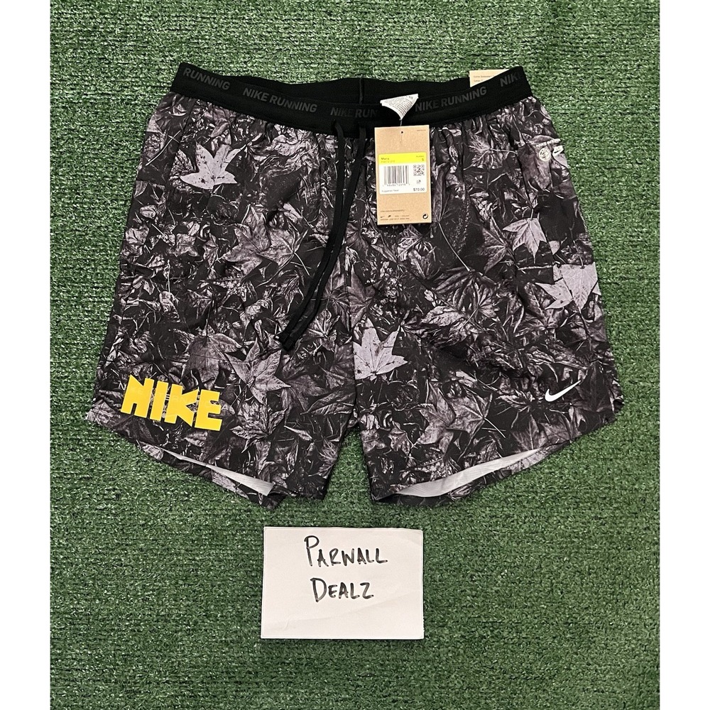 Nike Stride Dri-FIT 7" Brief-Lined Running Shorts Black Camo Men's S IH4512-010